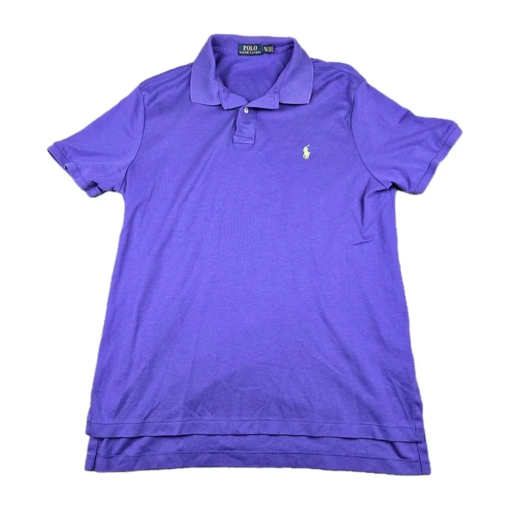 Polo Ralph Lauren‎ Polo Shirt Men's XL Purple Soft Cotton Neon Green Pony Preppy